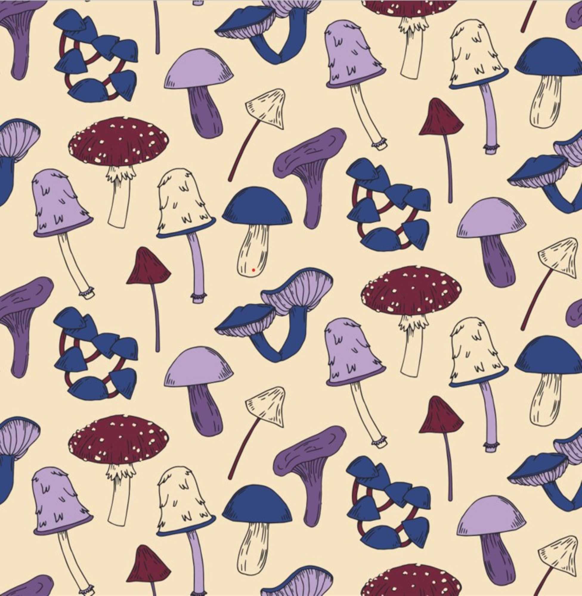 Fabrics :: MAGICAL MUSHROOMS - CREAM ® 112cm Wide. Sold By The 25 Metre ...