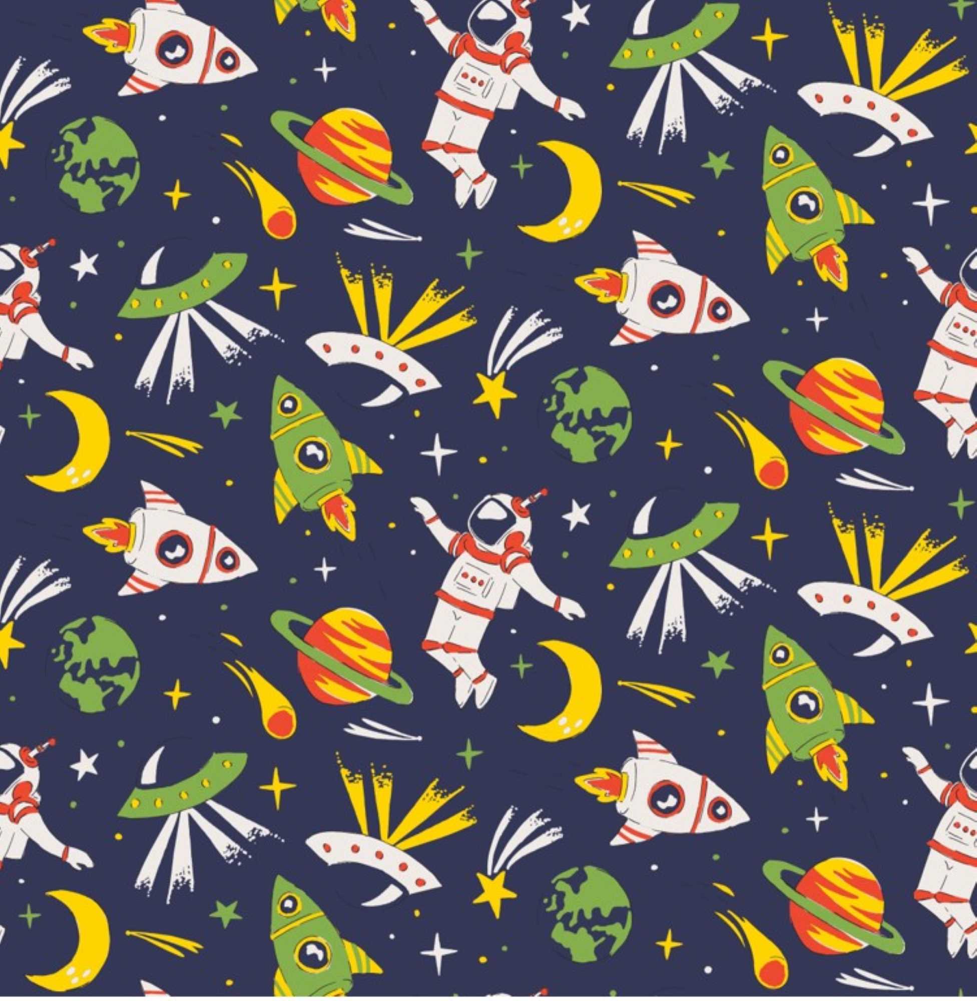 Rocket Man Pattern Fabrics :: P/COTTON - PRINTS (exclusive). :: ROCKET MAN - NAVY ® 112cm ...