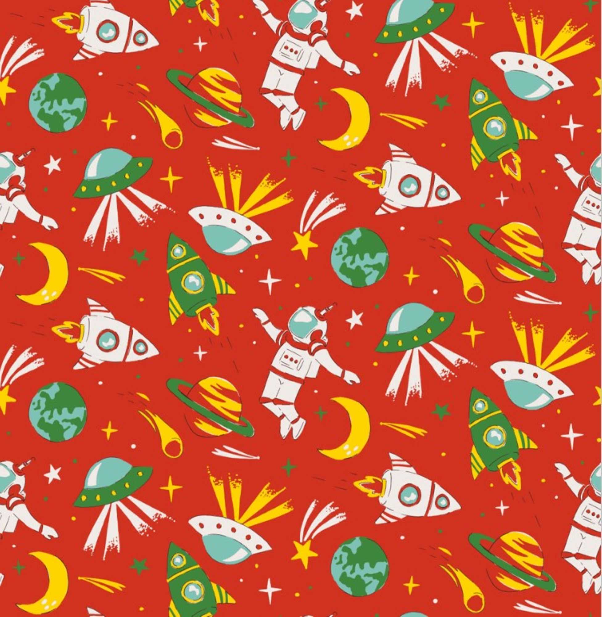 Rocket Man Pattern Fabrics :: P/COTTON - PRINTS (exclusive). :: ROCKET MAN - RED ® 112cm ...