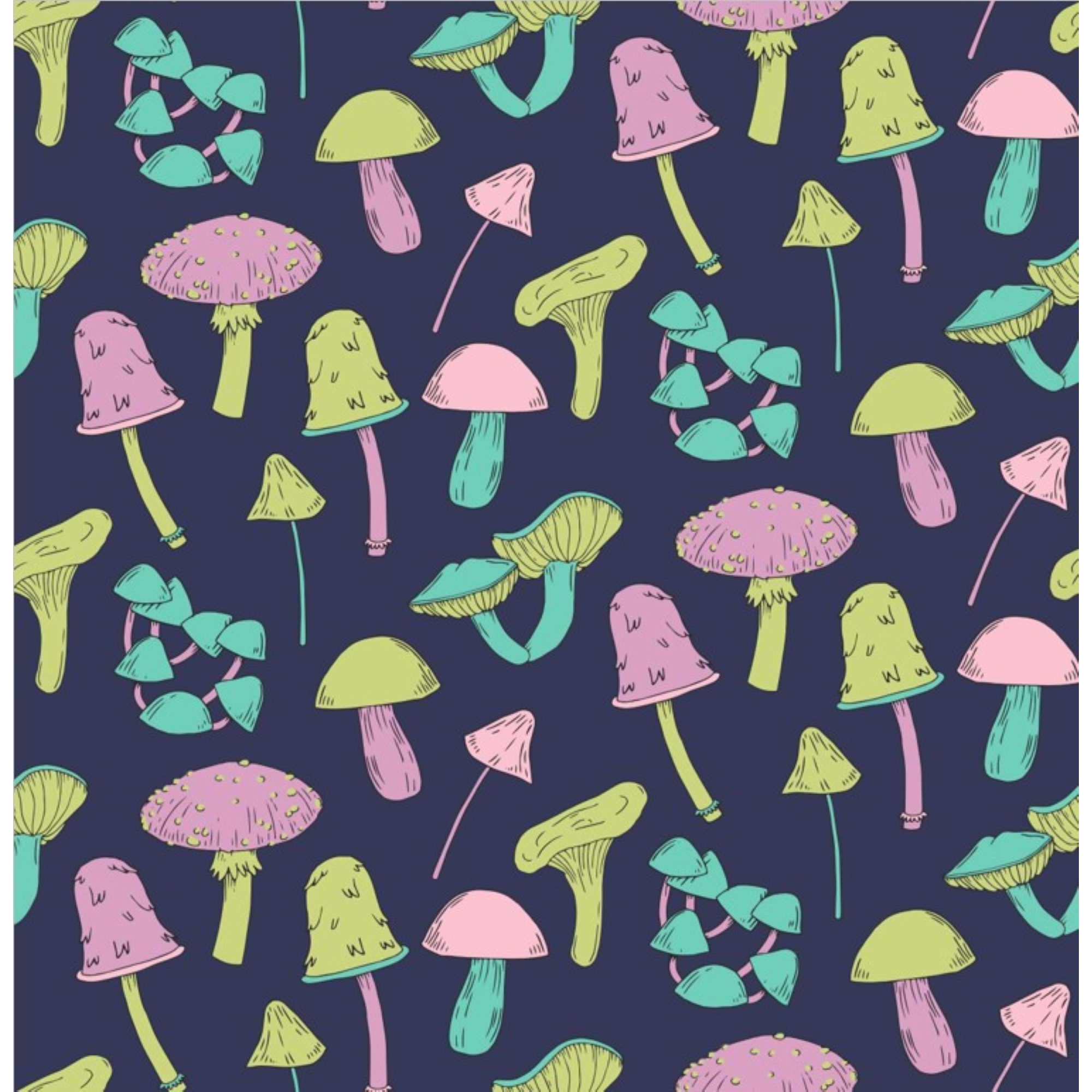 Fabrics :: MAGICAL MUSHROOMS - NAVY ® 112cm Wide. Sold By The 25 Metre ...